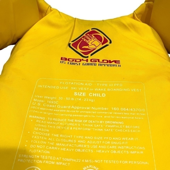 Body Glove US Coast Guard Approved Child Floatation Aid Type III PFD-30-50 Lbs. - Picture 4 of 5